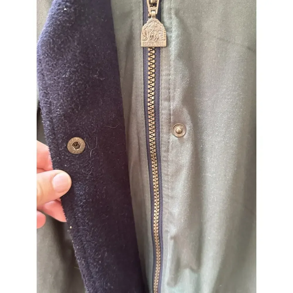 Vtg Pacific Trail Heavy Outdoor Jacket Green Fleece Lined Hooded Coat Size M-L